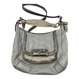 Coach Gray Python and Croc Embossed Leather Kristin Handbag